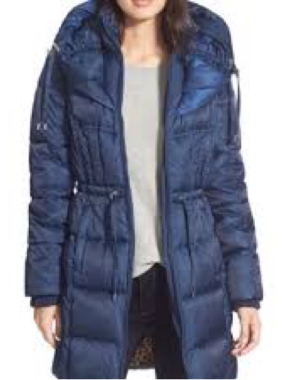 Betsey Johnson Navy Girls' Hooded Puffer Coat with Leopard Lining